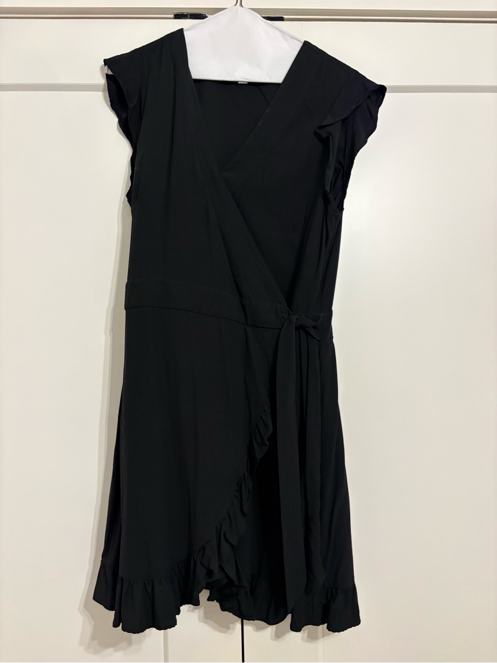 Classic Black Wrap Skort Dress - Elegant Ruffle Hem